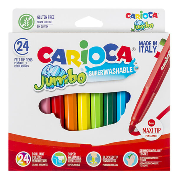 ΜΑΡΚΑΔΟΡΟΙ CARIOCA JUMBO 6mm ΣΕΤ=24 ΧΡΩΜΑΤΑ  Carioca