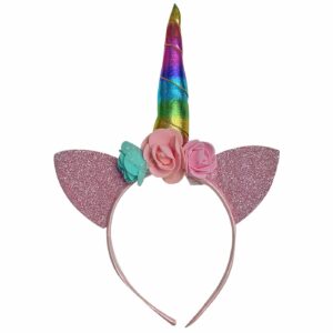 Στέκα Μονόκερος με Αυτιά, Φιόγκο & Λουλούδια 26x24cm Carnavalista 232127 (12ΤΜΧ)