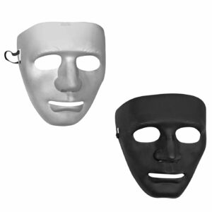 Μάσκα Προσώπου Άσπρο-Μαύρο ματ 19x17cm Carnavalista 232134 (12ΤΜΧ)