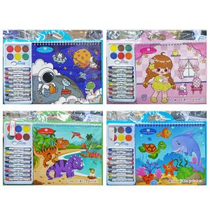 Σχολικό σετ=15τεμ Ζωγραφικής, Μπλοκ 12σελ,6 Τέμπερες &ι 8 Κηρομπογιές 31x24cm JustNote 703455 - Image 1