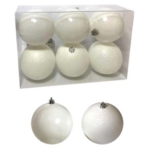 Μπάλες Λευκές πακ=6τεμ φ8 ø8cm Xmasfest 1131329 - Image 2