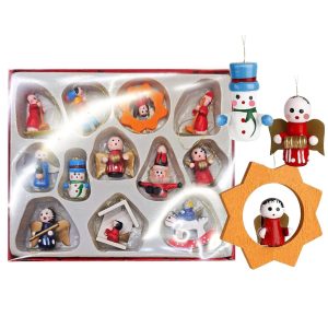 Ξύλινα Στολίδια σετ=12 τεμ Στολίδι=3,5cm, σετ=16x14cm Xmasfest 1131347