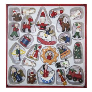 Στολίδια Ξύλινα σετ=24 τεμ Στολίδι=5,5cm, σετ=24x24cm Xmasfest 1131349 - Image 1