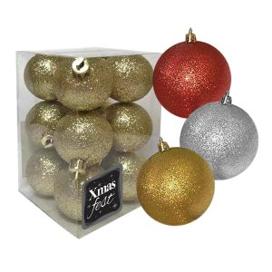 Μπάλα Glitter πακ=12τεμ φ4 ø4cm Xmasfest 1131478
