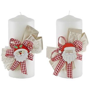 Κερί Κολώνα Άγιος με Φιόγκο 12x5cm Xmasfest 1131664 - Image 1