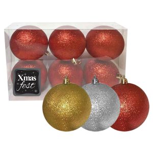 Μπάλα Glitter πακ=6τεμ φ6 ø6cm Xmasfest 1131714 - Image 1