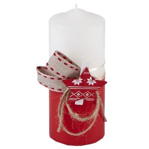 Κερί Κορμός Λευκό 3 Σχέδια Άγιος 12x5cm Xmasfest 1132369