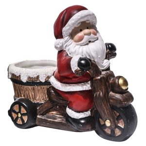 Κηροπήγιο Κεραμικό Αγιος Βασίλης Μοτοσυκλέτα 18x16x9cm Xmasfest 1132414 (2ΤΜΧ)