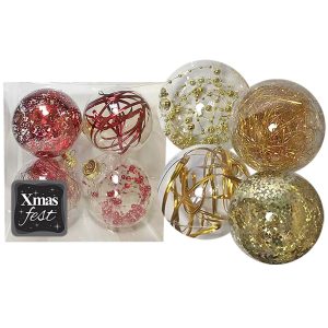Μπάλες με Γέμιση Ντεκόρ πακ=4τεμ φ10 ø10cm Xmasfest 1132545