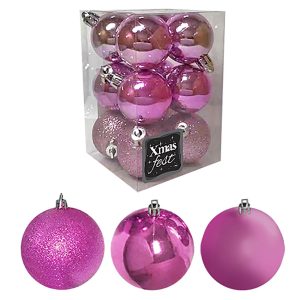 Μπάλες ροζ μιξ πακ=6τεμ φ8 Φ8cm Xmasfest 1132556 - Image 1