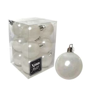Μπάλες Περλέ Λευκές πακ=12τεμ φ4 ø4cm Xmasfest 1132563 - Image 1
