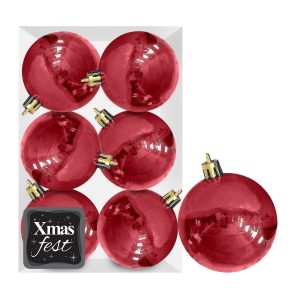 Μπάλες Περλέ Κόκκινες πακ=6τεμ φ6 ø6cm Xmasfest 1132564