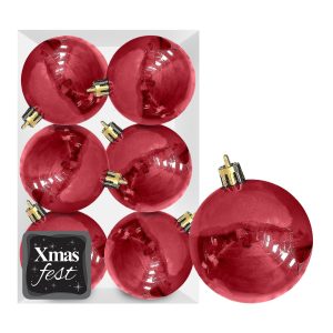 Μπάλες Περλέ Κόκκινες πακ=6τεμ φ8 ø8cm Xmasfest 1132567