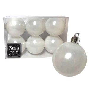 Μπάλες Περλέ Λευκές πακ=6τεμ φ8 ø8cm Xmasfest 1132569 - Image 1