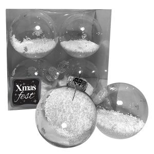 Μπάλες με Γέμιση Χιόνι πακ=4τεμ φ10 ø10cm Xmasfest 1132772 - Image 1