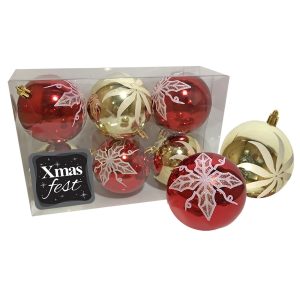 Μπάλες Ντεκόρ 3 Κόκκινες & 3 Χρυσές φ8 ø8cm Xmasfest 1132777 - Image 1