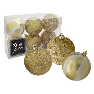 Μπάλες 3 Χρυσά Σχέδια πακ=6τεμ φ8 ø8cm Xmasfest 1132841 - Image 1