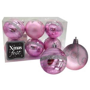Μπάλες ροζ Ματ-Γυαλιστερές Ντεκόρ πακ=6τεμ φ6cm ø6cm Xmasfest 1132842 - Image 1