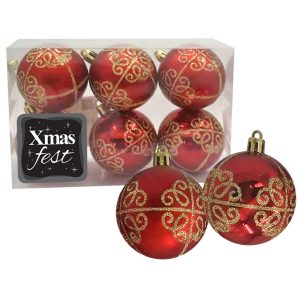 Μπάλες Ντεκόρ Κόκκινες πακ=6τεμ φ6 ø6cm Xmasfest 1132844 - Image 1