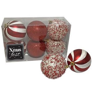 Μπάλες 3 Σχέδια Κόκκινο πακ=6τεμ φ7cm ø7cm Xmasfest 1132848