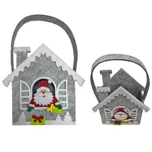 Καλάθι Τσόχινο Σπιτάκι Xmas 20x14x6cm Xmasfest 1132997 - Image 1