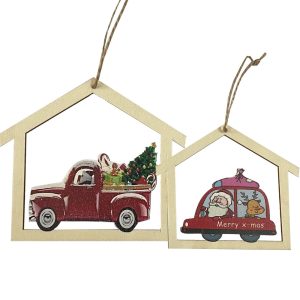 Στολίδι Κρεμαστό Αμάξι Σπίτι Xmas 13x11,5cm Xmasfest 1133040 (20ΤΜΧ) - Image 1