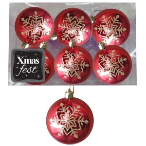Μπάλες Ντεκόρ Κόκκινες 6τεμ φ8 Φ8cm Xmasfest 1133169 - Image 1