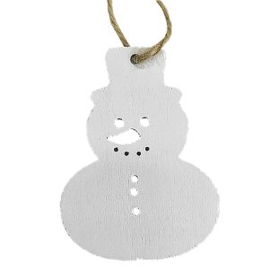 Στολίδι Ξύλινο Λευκό Χιονάνθρωπος 7cm Xmasfest 1133174 (10ΤΜΧ) - Image 1