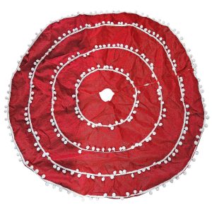 Ποδιά Δέντρου Κόκκινη με Φούντες ø120cm Xmasfest 1133206