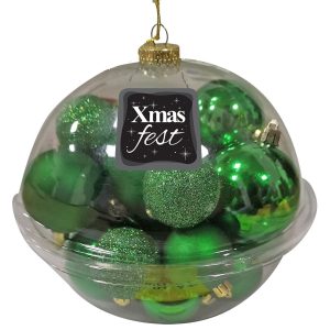 Μπάλες Πράσινες mix σε Κουτί Μπάλα πακ=18x15cm Xmasfest 1133300 - Image 1