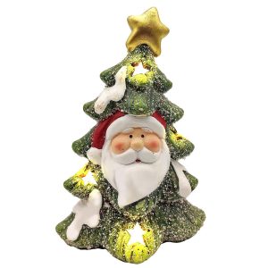 Κεραμικό Χριστουγεννιάτικο Δέντρο Άγιος με led 20,5x14x9cm Xmasfest 1133343 (2ΤΜΧ) - Image 1