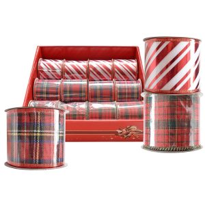 Κορδέλα Χριστουγέννων Καρό-Ριγέ 6,3cm X5,5m Xmasfest 1133467 (12ΤΜΧ)