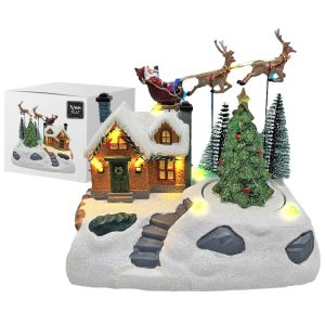 Χωριό Xmas Ιπτάμενοι Τάρανδοι - Έλκηθρο 18x18x11cm Xmasfest 1133482 - Image 1