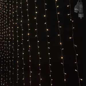 100 Λαμπάκια LED Λευκό Θερμό Κουρτίνα με Επέκταση & Προγράμματα IP44 90x80cm (δεν Περιέχεται ο Μετασχηματιστής) Xmasfest 1133499