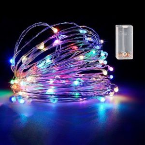 100 Λαμπάκια LED Copper Μπαταρίας Πολύχρωμα σε Σειρά με Controller IP20 10,3m Xmasfest 1133508 - Image 1