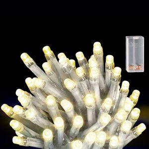 50 Λαμπάκια LED Μπαταρίας Λευκό Θερμό σε Σειρά με Controller IP20 5,3m Xmasfest 1133510 - Image 1