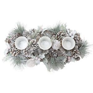 Κηροπήγιο με Χριστουγεννιάτικη Διακόσμηση Λευκό 46cm Xmasfest 1133516