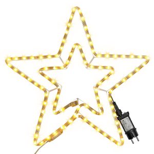 Αστέρι Διπλό Φωτοσωλήνας 64 LED 3m Λευκό Θερμό με Προγράμματα IP44 ø11mm 3m Φωτοσωλήνας (+3m Extra Καλώδιο) 56x56cm Xmasfest 1133523