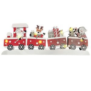 Τρένο Ξύλινο Φλάτ με 10led 38,5x14x2cm Xmasfest 1133538 - Image 1