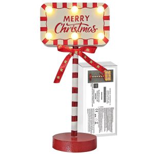 Πινακίδα Ξύλινη Merry Christmas με 6 LED 23x11x7cm Xmasfest 1133541 (2ΤΜΧ) - Image 1