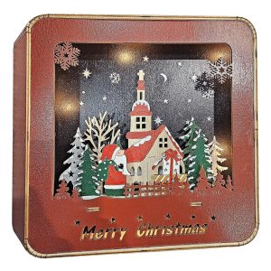 Τηλεόραση Ξύλινη με Άγιο και 5led 20x20x4,5cm Xmasfest 1133542 - Image 1