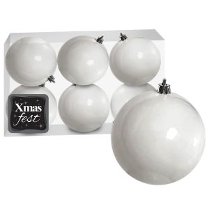 Μπάλες Λευκές πακ=6τεμ φ10 ø10cm Xmasfest 1133549