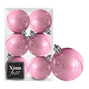 Μπάλες Περλέ ροζ πακ=6τεμ φ8 ø8cm Xmasfest 1133554