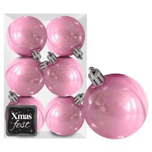 Μπάλες Περλέ ροζ πακ=6τεμ φ10 ø10cm Xmasfest 1133555