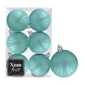 Μπάλες Γυαλιστερές Θαλασσί πακ=6τεμ φ6 ø6cm Xmasfest 1133557