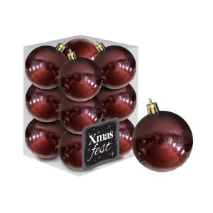 Μπάλες Γυαλιστερές Μπορντώ πακ=12τεμ φ4 ø4cm Xmasfest 1133560