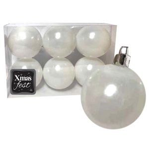 Μπάλες Περλέ Λευκές πακ=6τεμ φ10 ø10cm Xmasfest 1133568 - Image 1