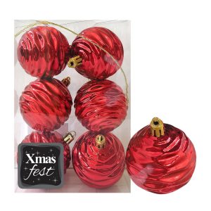 Μπάλες Σμιλεμένες Κόκκινες πακ=6τεμ φ6 ø6cm Xmasfest 1133579