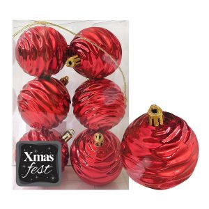Μπάλες Σμιλεμένες Κόκκινες πακ=6τεμ φ8 ø8cm Xmasfest 1133580 - Image 1