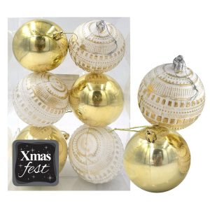 Μπάλες Ανάγλυφες Αντικέ μιξ με Χρυσές πακ=6τεμ φ6 ø6cm Xmasfest 1133585 - Image 1